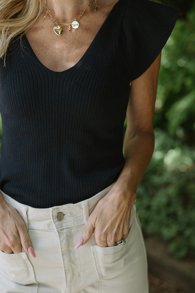 VNeck Knit Sweater - Navy