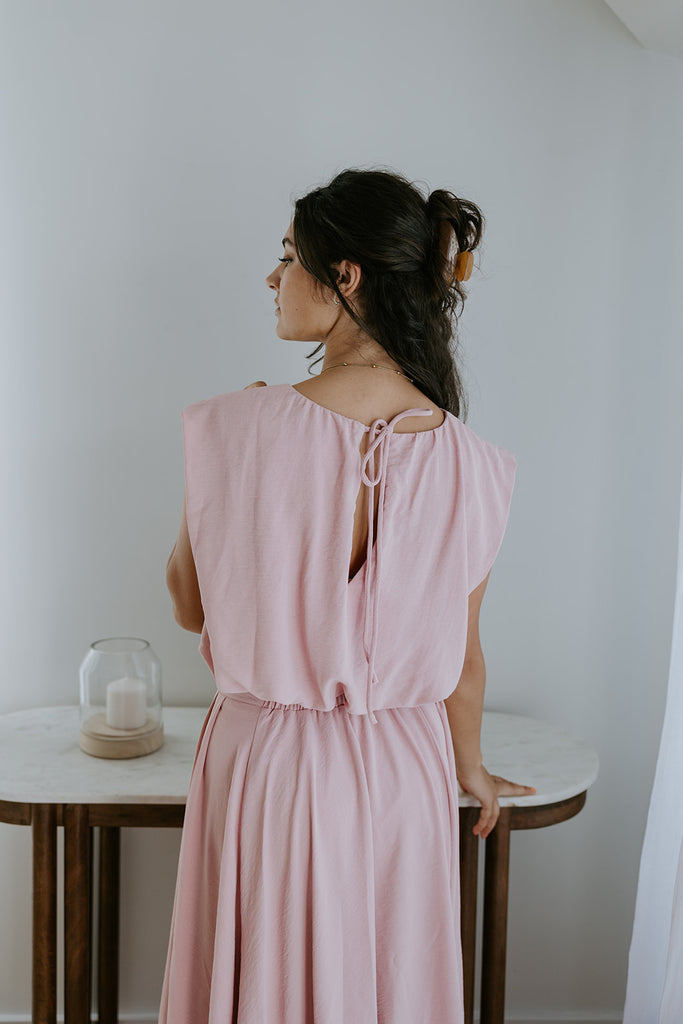Bubble Top & Midi Skirt Set - Pink