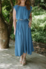Bubble Top & Midi Skirt Set - Cobalt Blue