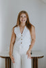 Button Up Vest - Linen - White