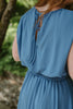 Bubble Top & Midi Skirt Set - Cobalt Blue