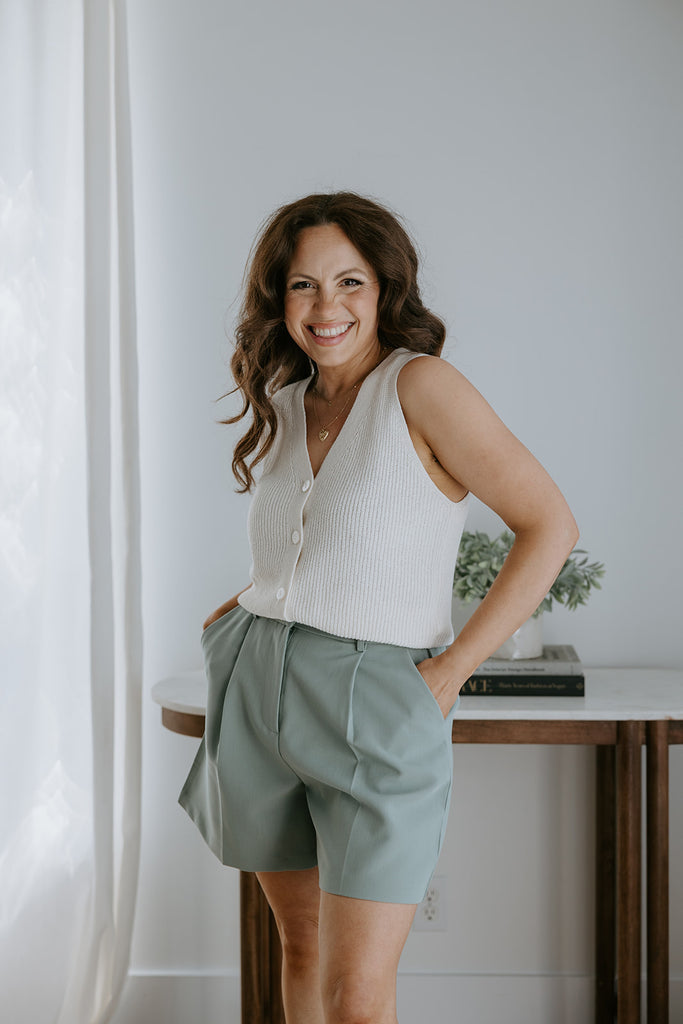 Lightweight V-Neck Knit Vest - Natural