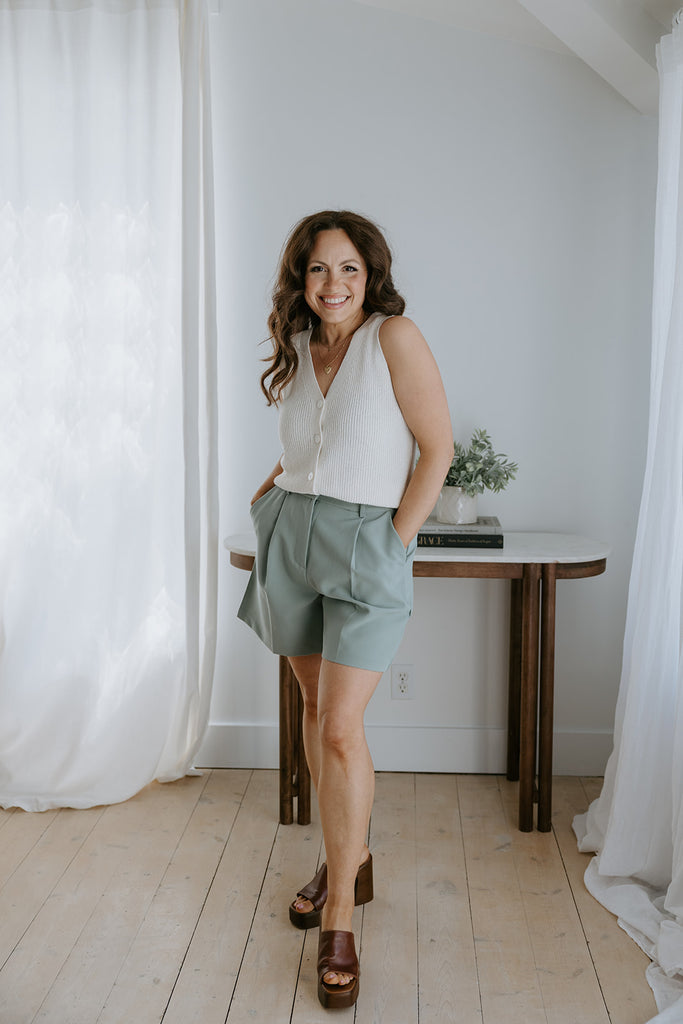Lightweight V-Neck Knit Vest - Natural