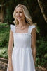 Smocked & Ruffle Midi With Eyelet Details - White