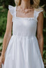 Smocked & Ruffle Midi With Eyelet Details - White