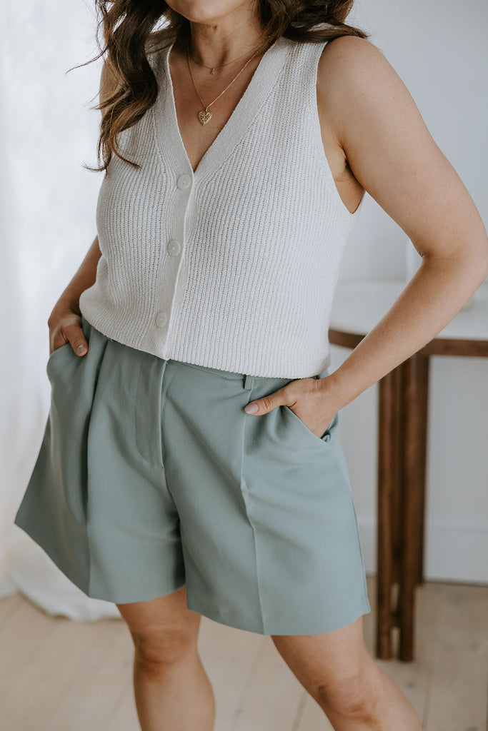 Lightweight V-Neck Knit Vest - Natural
