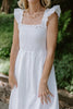 Smocked & Ruffle Midi With Eyelet Details - White