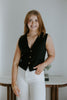 Button Up Vest - Linen Vest - Black