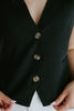 Button Up Vest - Linen Vest - Black