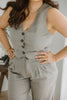 Linen Vest and Pant Set - Greystone