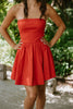Strapless Mixed Material Dress - Red
