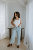 Tencel Striped Draw String Pant - Blue