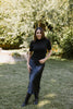 Mock Neck Short Sleeve Sweater - Black