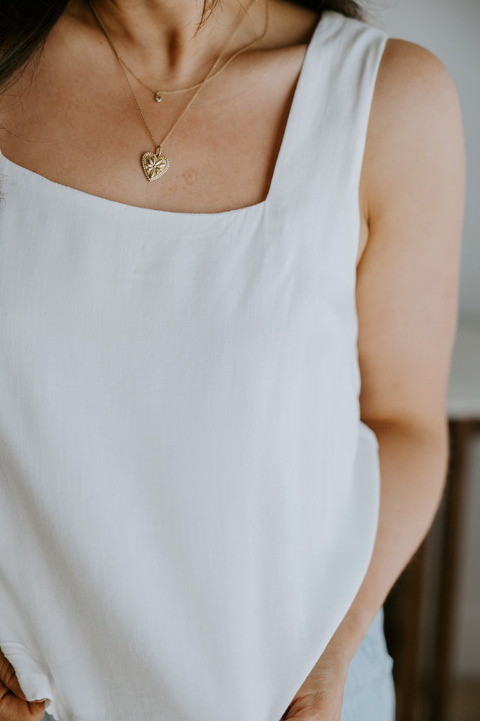 Flowy Linen Tank - White