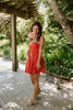 Strapless Mixed Material Dress - Red