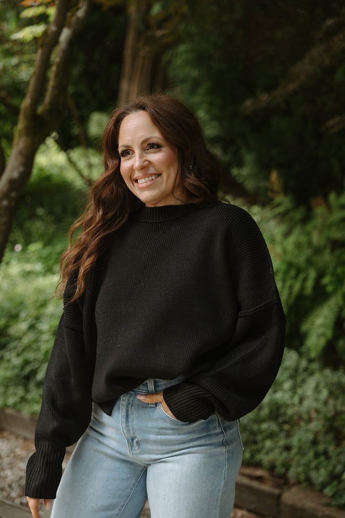 Classic Exposed Seam Sweater - Black