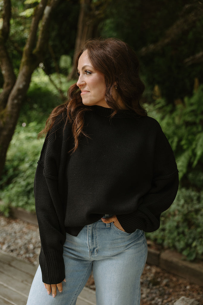 Classic Exposed Seam Sweater - Black