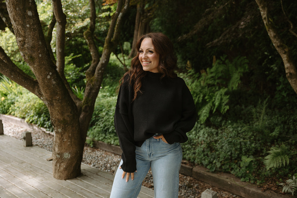 Classic Exposed Seam Sweater - Black