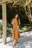 Floral Puff Sleeve Midi - Rust