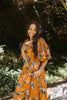 Floral Puff Sleeve Midi - Rust