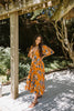 Floral Puff Sleeve Midi - Rust