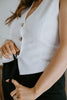 Button Up Vest - Linen - White