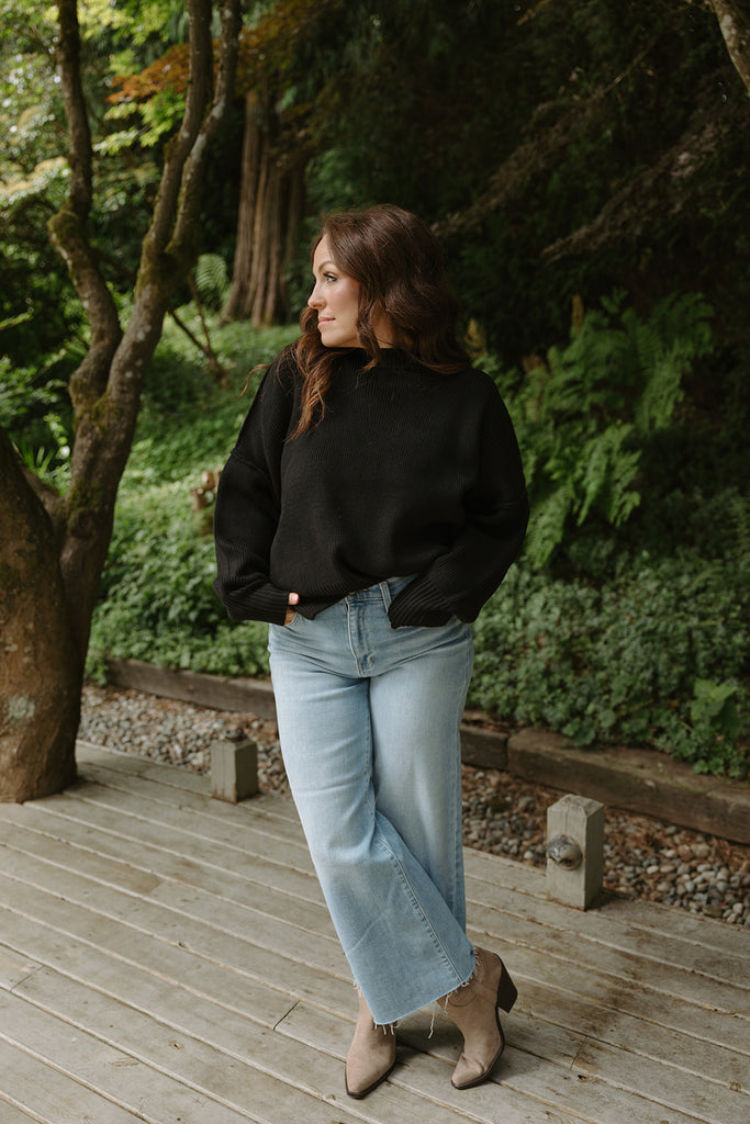 Classic Exposed Seam Sweater - Black