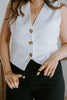 Button Up Vest - Linen - White