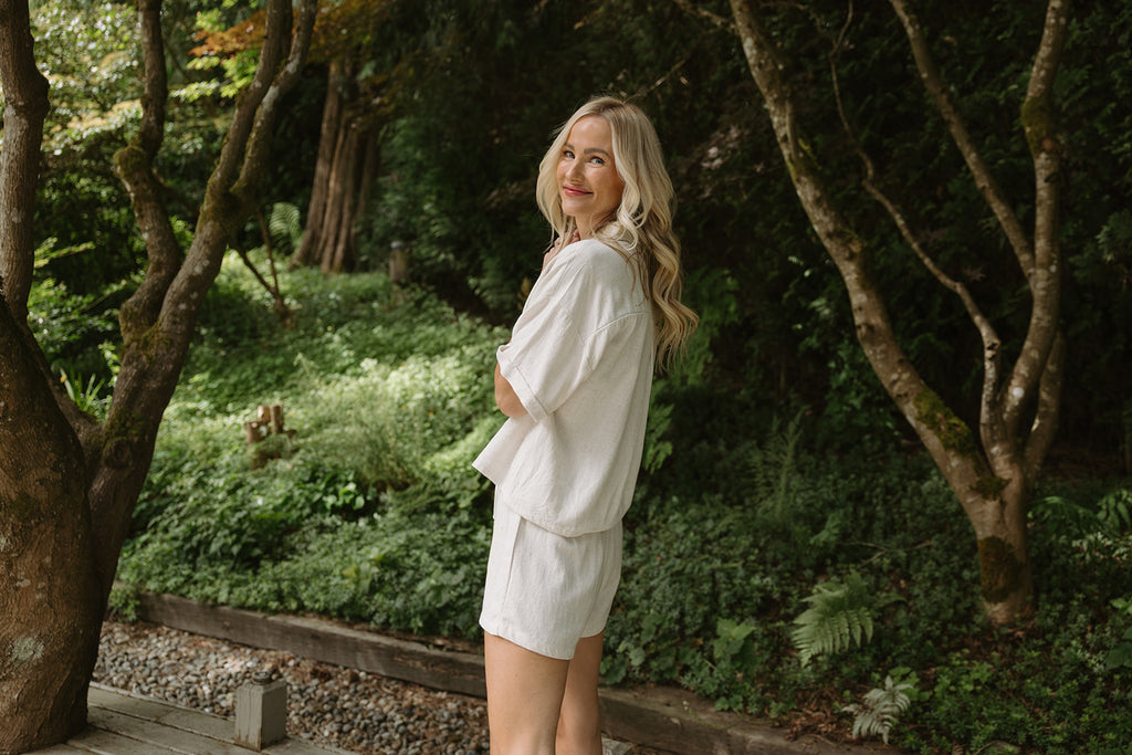 Button Up Linen Set - Oat
