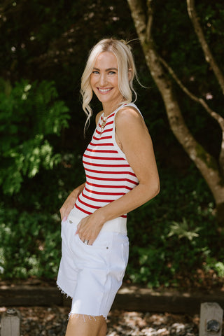 Flowy Linen Tank - White