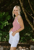 Striped Thin Knit Tank - Red/Cream