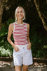 Striped Thin Knit Tank - Red/Cream