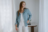 Tencel Lightweight Button Up Jacket - Blue
