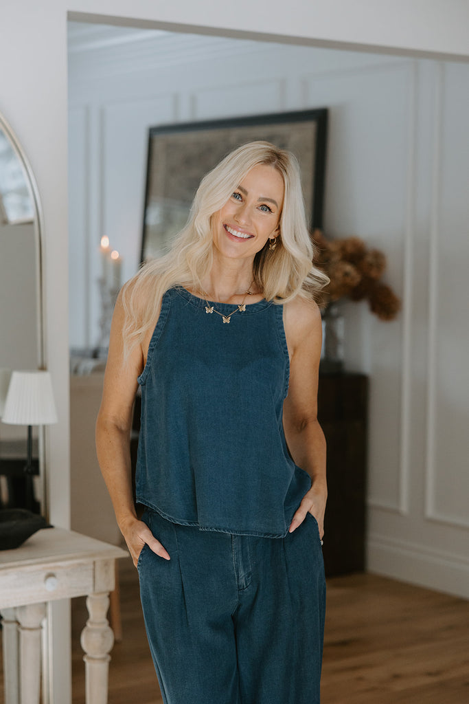 Denim Tank and Pant Set - Dark