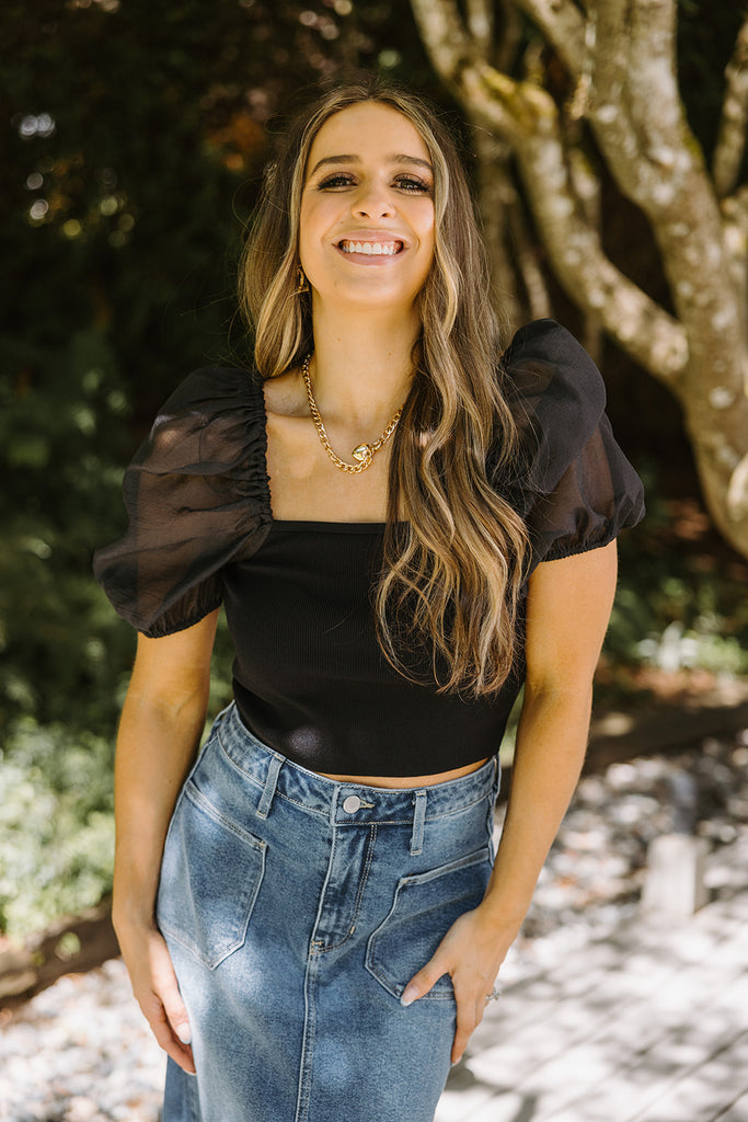 Puff Sleeve Top - Black