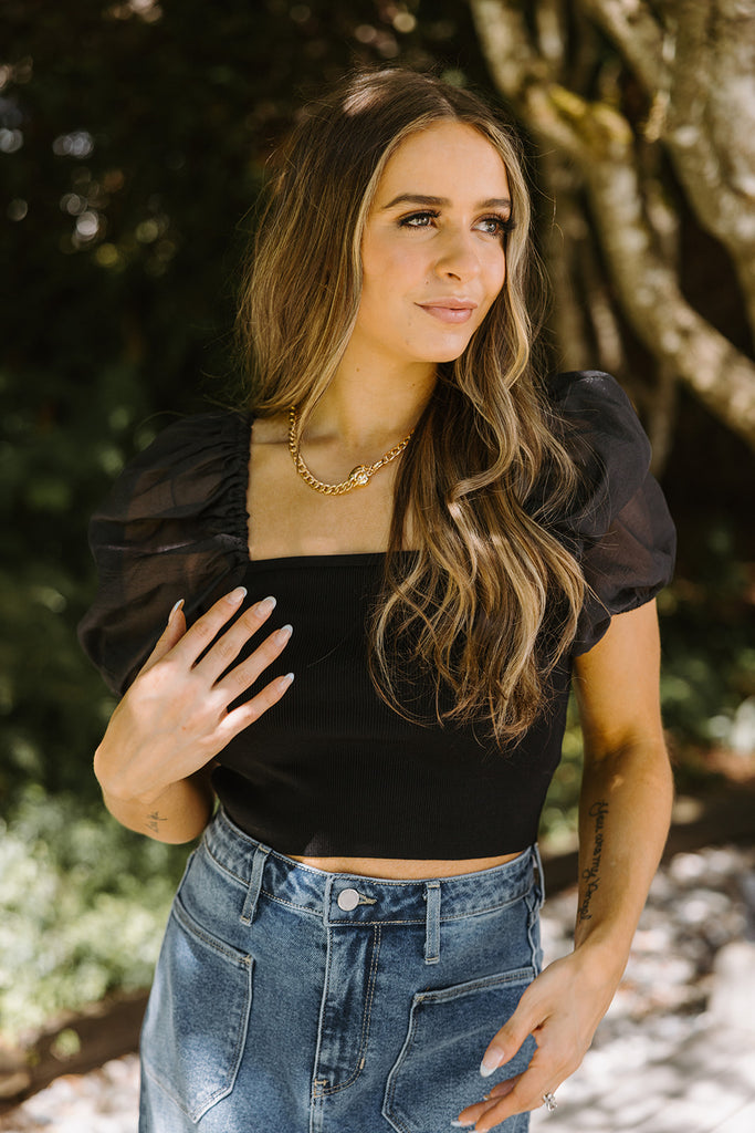 Puff Sleeve Top - Black