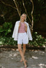 Classic Blazer with Stripe Lining - White
