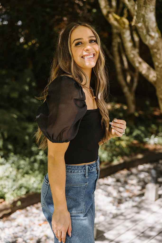 Puff Sleeve Top - Black