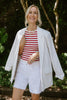 Classic Blazer with Stripe Lining - White