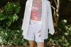Classic Blazer with Stripe Lining - White