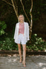 Classic Blazer with Stripe Lining - White