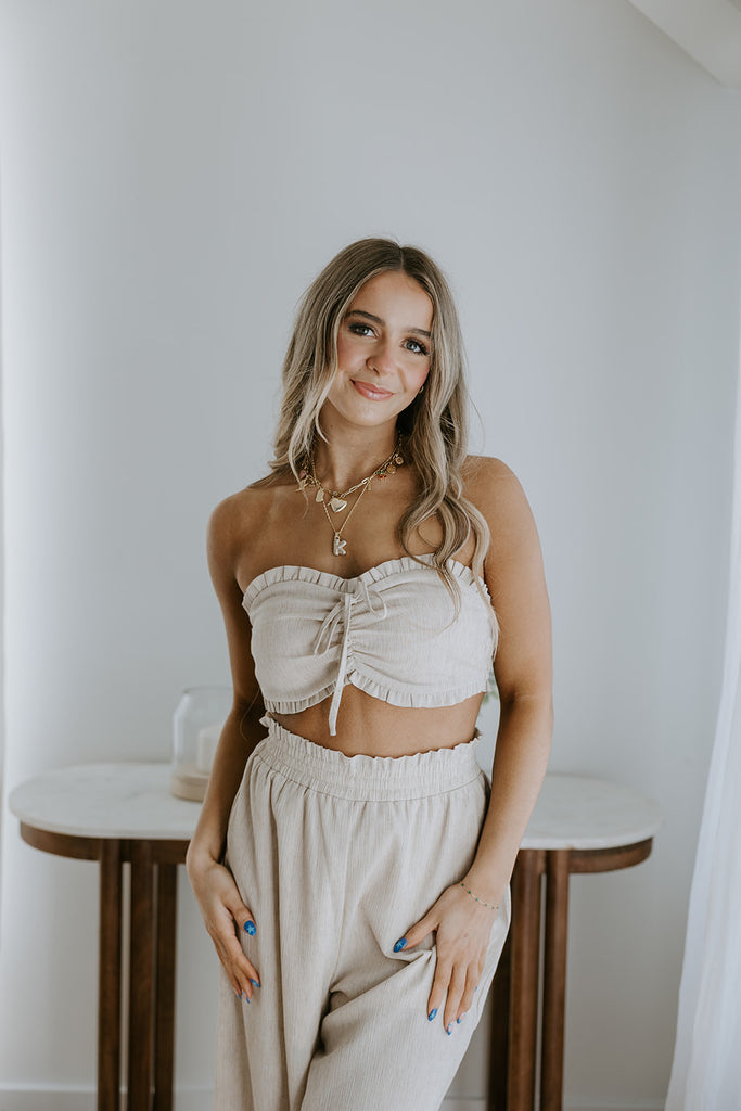 Ruffle Sweetheart Top & Pant Set - Oat