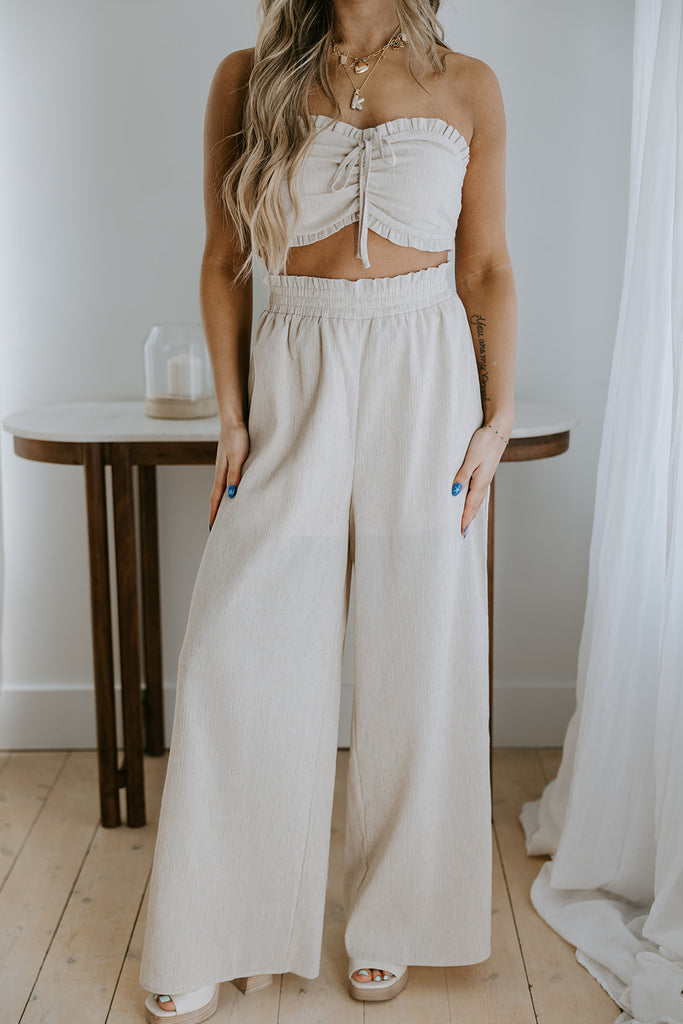 Ruffle Sweetheart Top & Pant Set - Oat