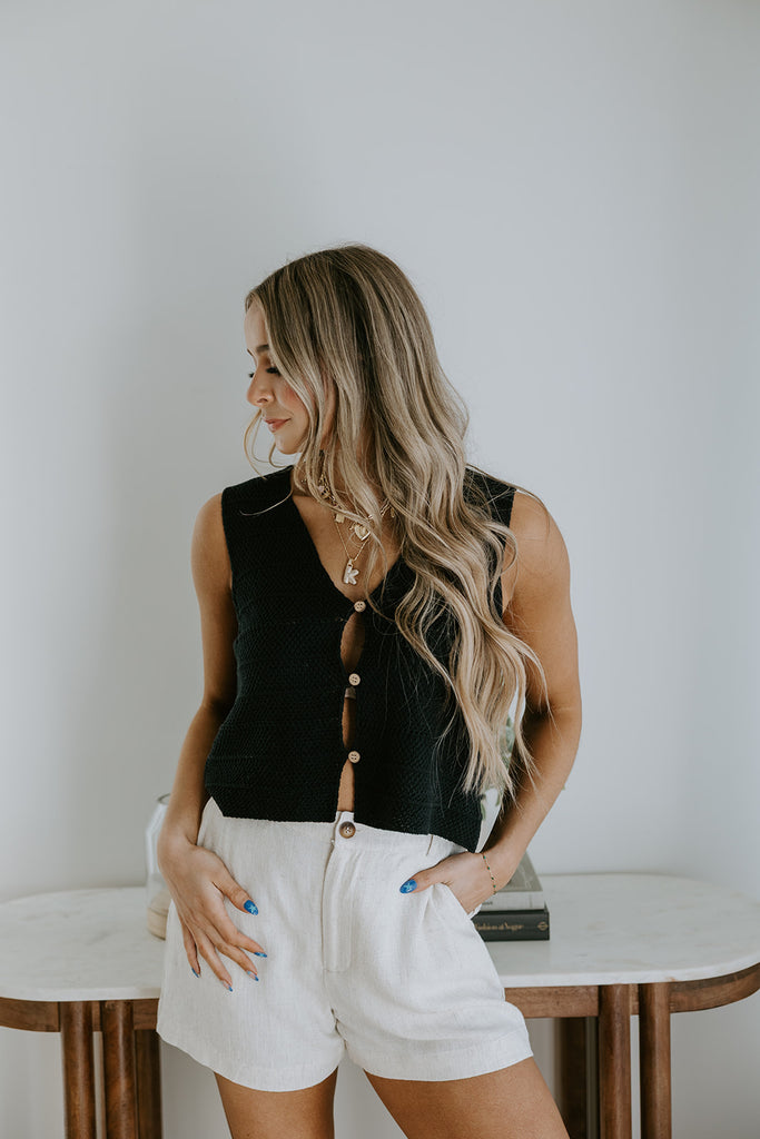 Linen Shorts with Pocket - Oat