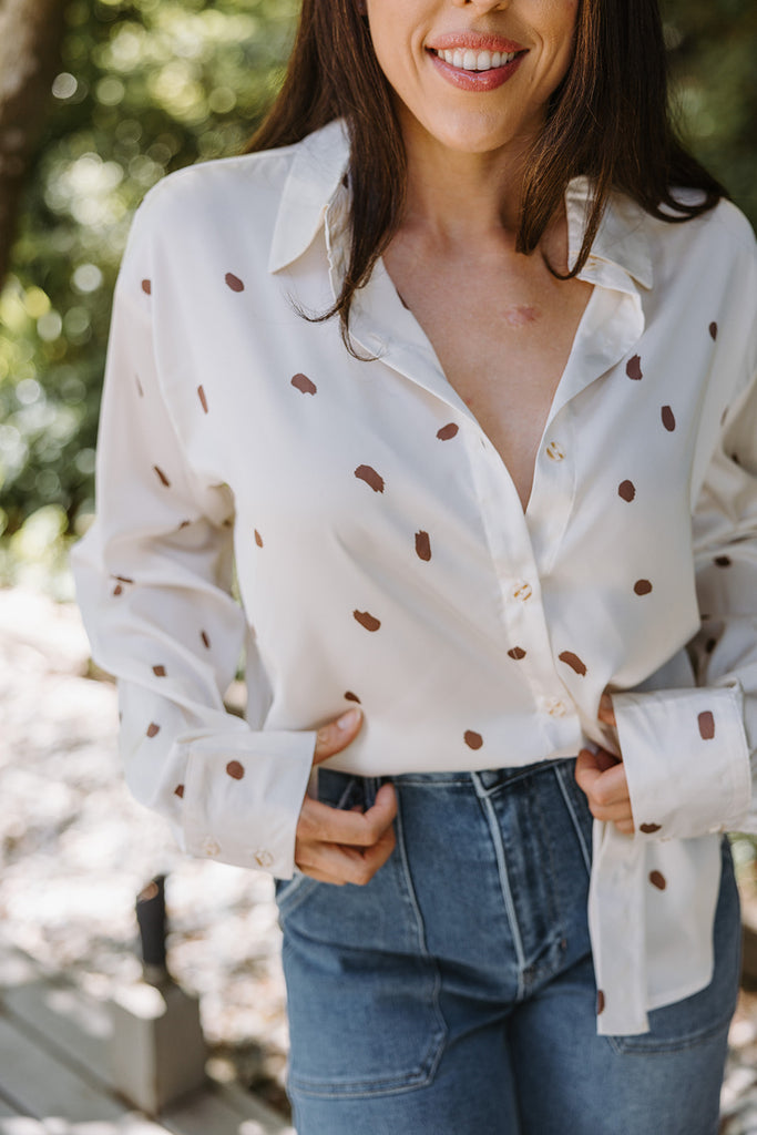 Blouse With Paint Marks - Cream