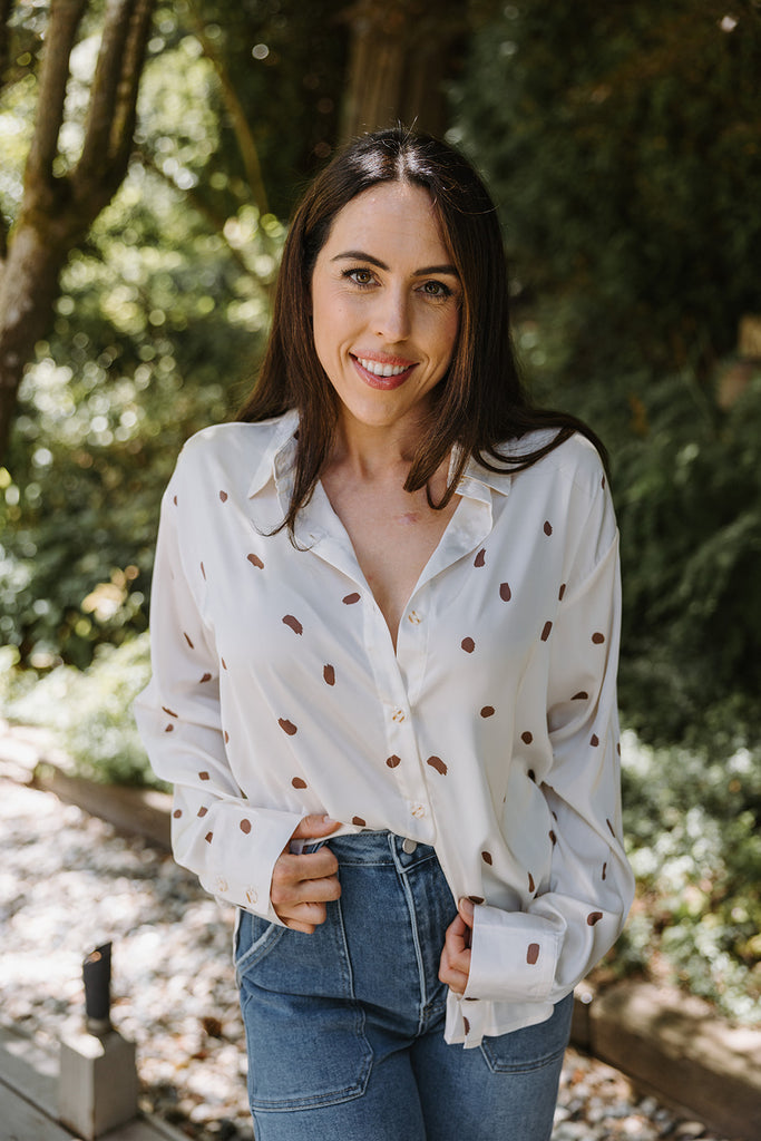 Blouse With Paint Marks - Cream