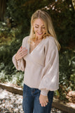 Faux Wrap Sweater - Taupe