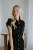 Button Up Utility Dress With Pockets - Black