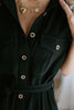 Button Up Utility Dress With Pockets - Black