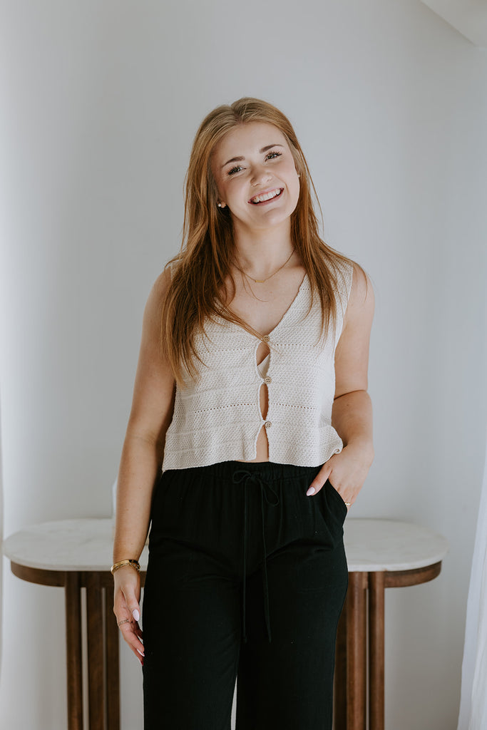 Button Up Knit Tank - Oat